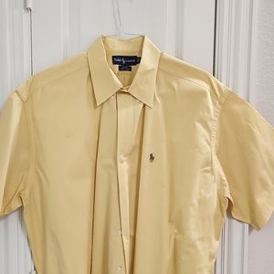 Men's Ralph Lauren yellow button down top in yellow. XL